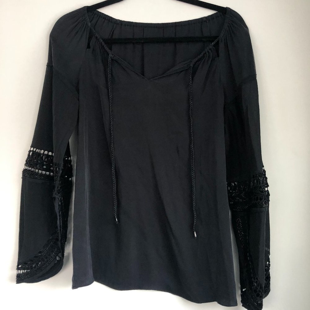 Ladies Size Small Tunic Shirt with Sequined Flair Sleeves